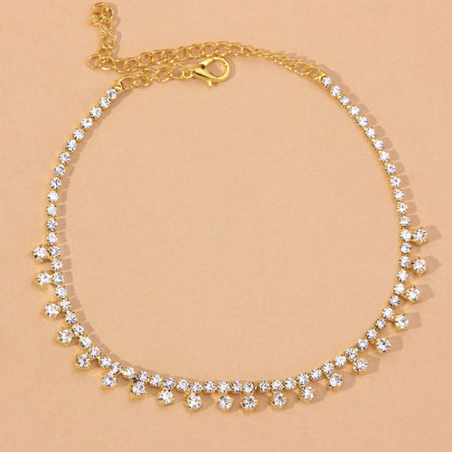 Tornozeleira Gota de Cristal — Dourado & Prateado